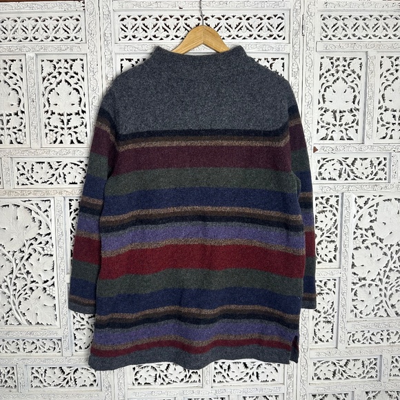 Vintage Lauren Ralph Lauren 100% Lambswool Striped Colorful Mockneck Sweater - Picture 5 of 7